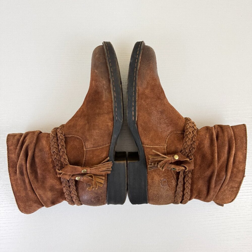 EUC Born Ouvea Distressed Brown Suede Ankle Booties - Picture 6 of 11